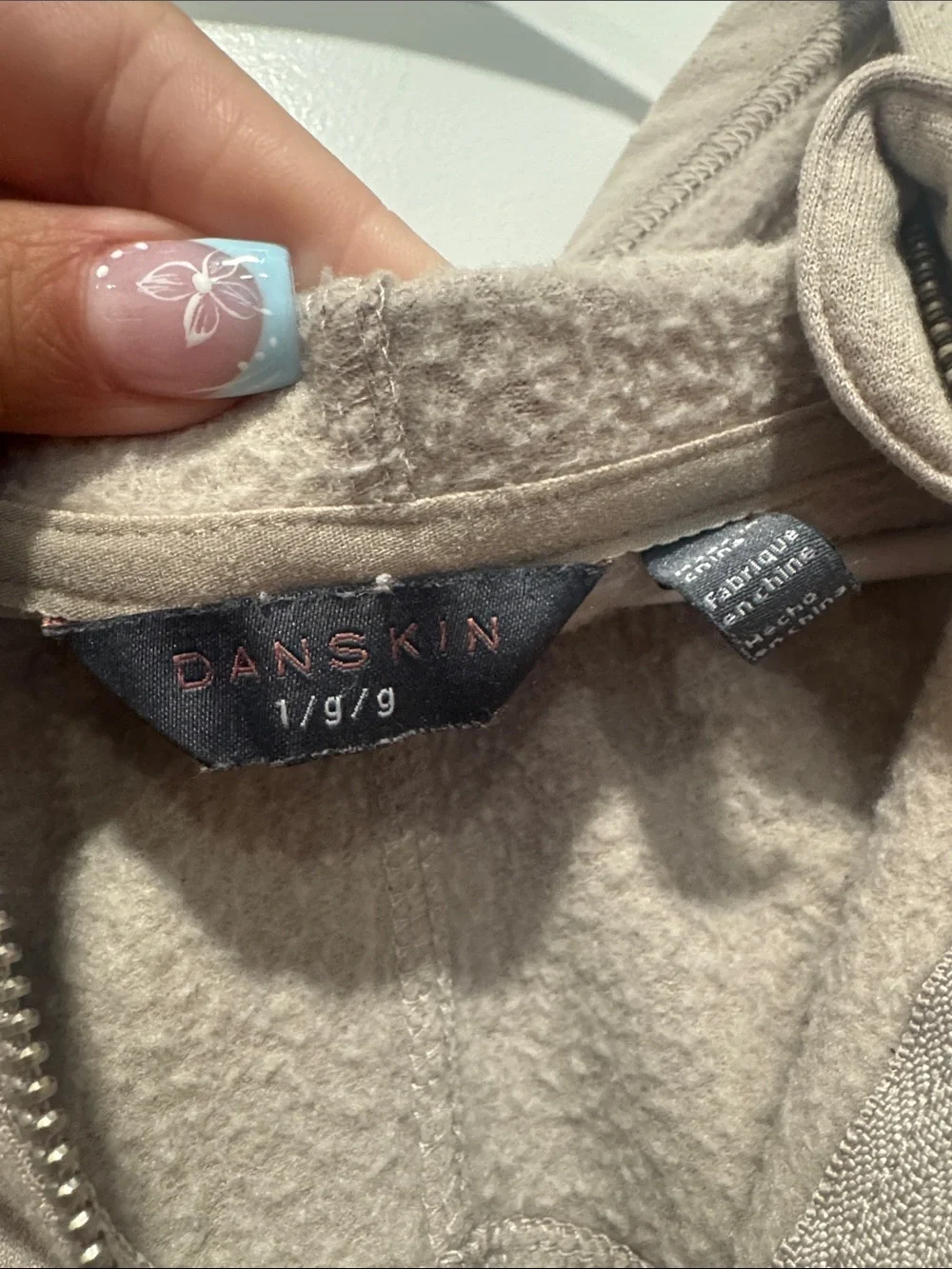 Danskin Beige Zip-Up Fleece Hoodie - Picture 2 of 3